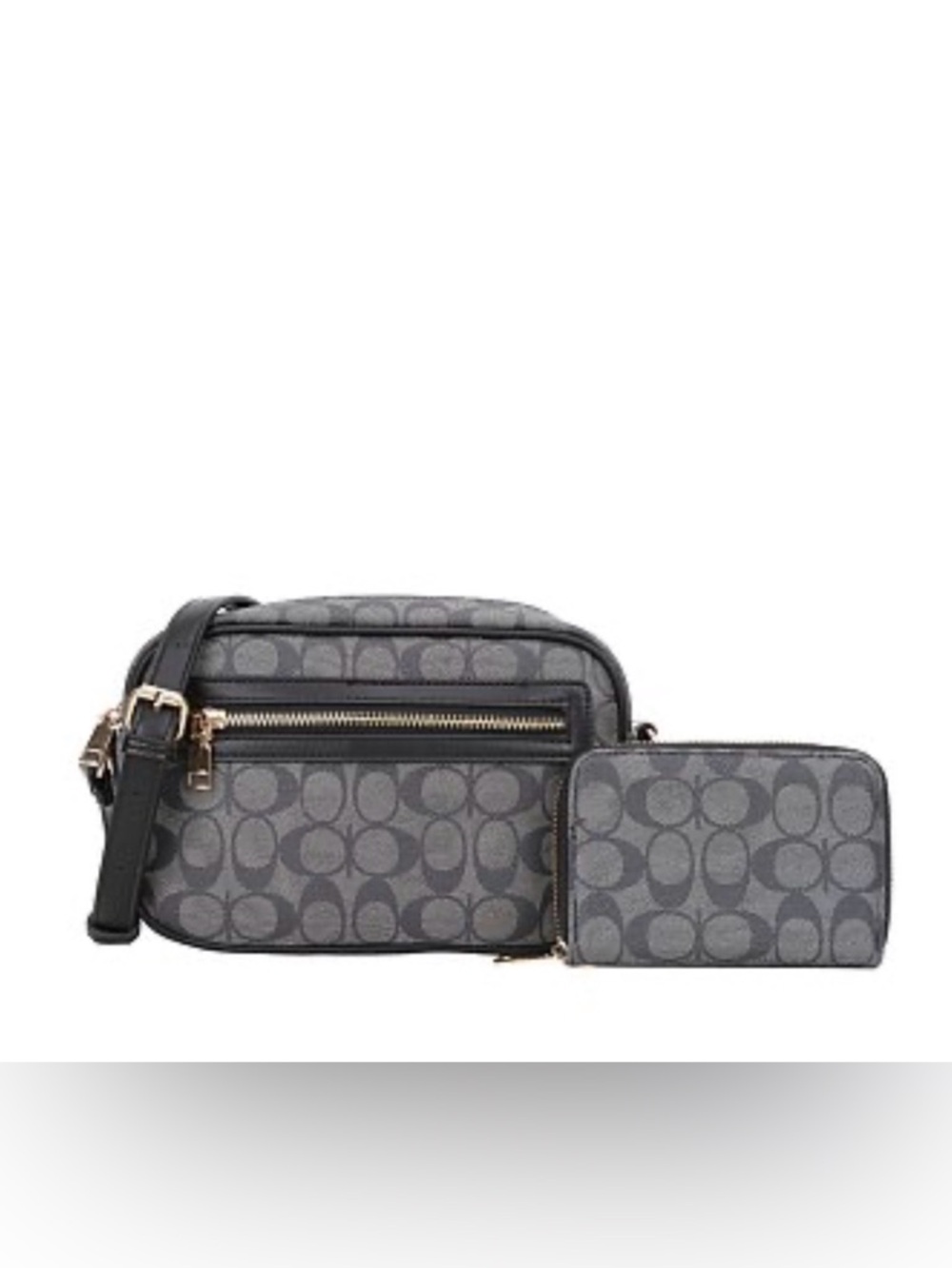 NEW Black Oval Monogram Crossbody Bag With Wallet